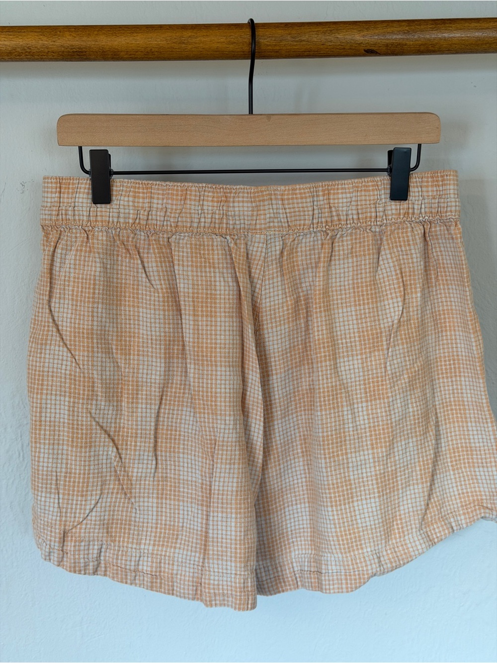 Patagonia Peach Gingham Elastic-Waist Shorts